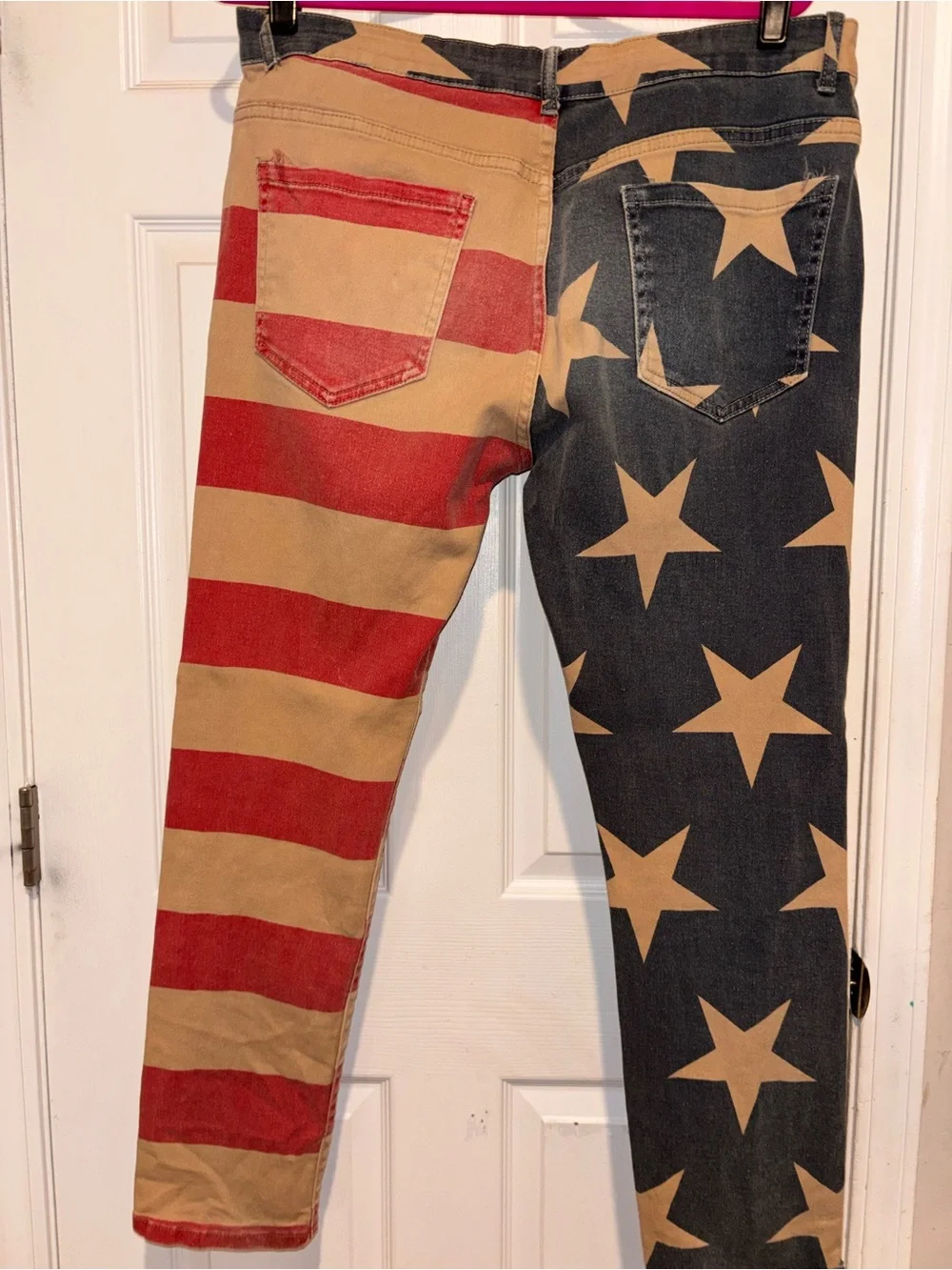 Women Americana Flag Print Jeans - Red & Blue